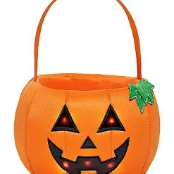 Spirit Halloween Light-Up Pumpkin Plush Treat Bucket
