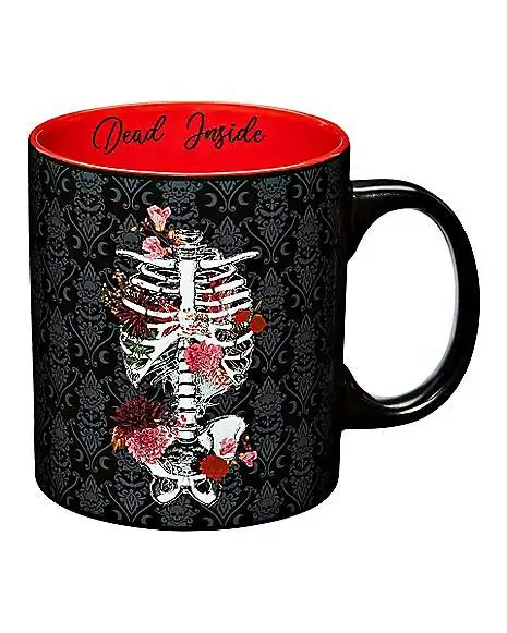 Spirit Halloween Dead Inside Floral Skeleton Coffee Mug 20 Oz.
