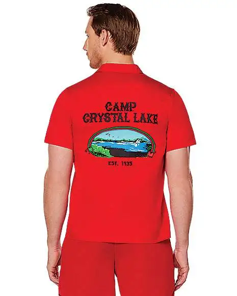 Spirit Halloween Adult Camp Crystal Lake Button Down Shirt - Friday The 13th - Image 2