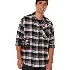 Spirit Halloween Adult Ghost Face Flannel Shirt